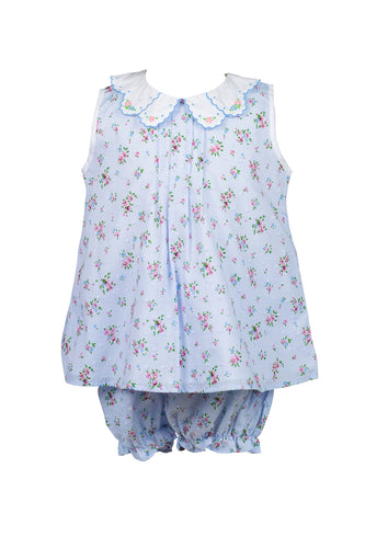 Bea Blue Floral Dotted-Swiss Bloomer Set