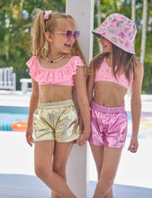 Gold Metallic Track Shorts