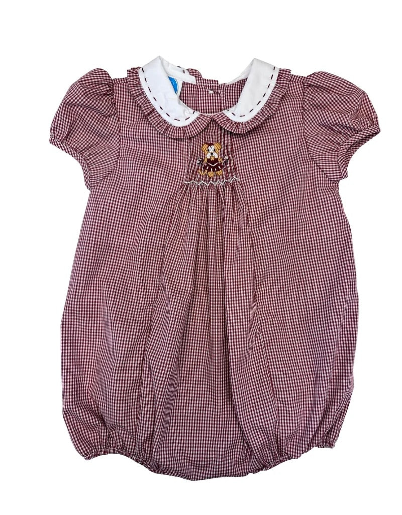 Maroon Bulldog Smock Girl Bubble