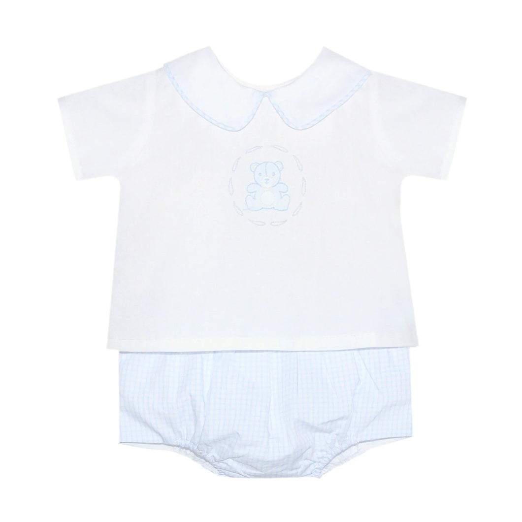 Blue Teddy Bear Diaper Set