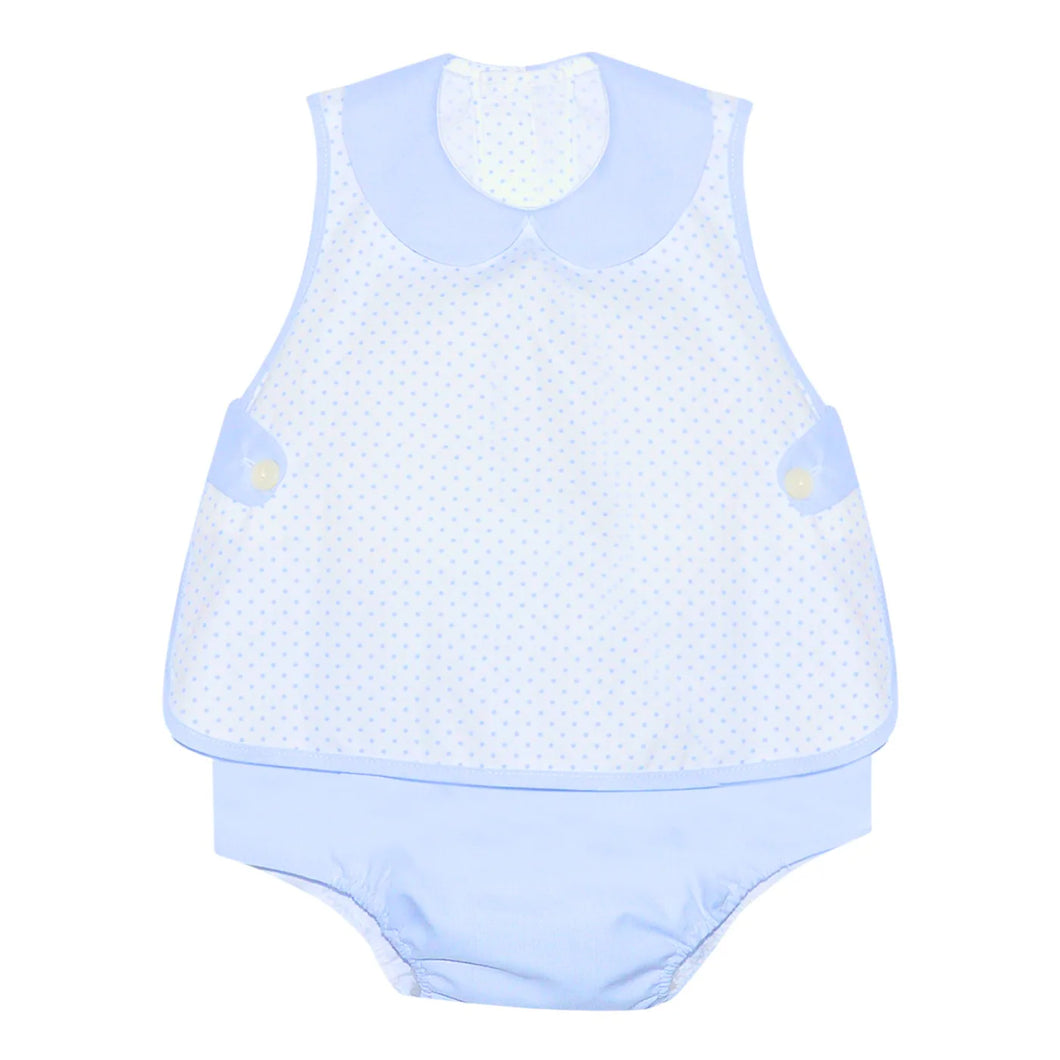 Blue Bitty Dot Apron Diaper Set