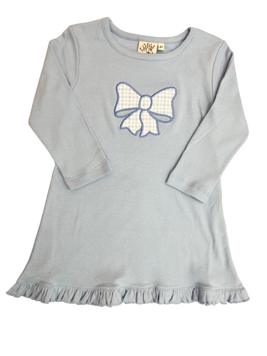 Sky Blue Bow Ruffle Dress