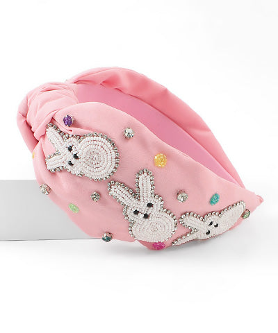 Pink Bunny Beaded Headband