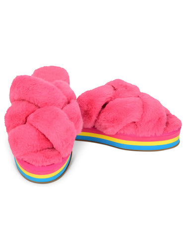 Furry Platform Slippers