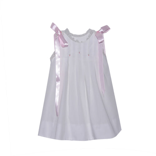 White w Pink Bow Skylar Dress