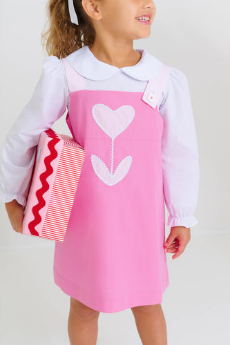 Jillian Jumper - Hamptons Hot Pink & Palm Beach Pink with Heart Tulip Applique