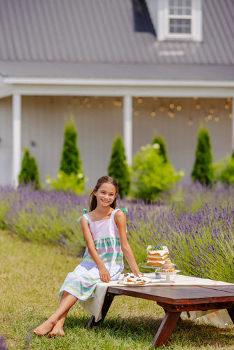 Macie Midi Dress - Sarasota Stripe with Palm Beach, Buckhead Blue, & Grace Bay Green