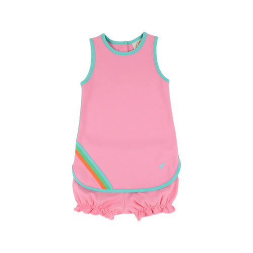 Taffy Tennis Dress - Hamptons Hot Pink with Turks Teal & Multicolor Stripe