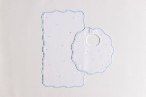 Bib & Burp Set - Blue Dots