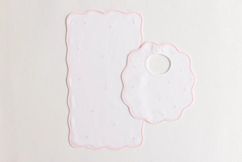 Bib and Burp Set - Pink Dots