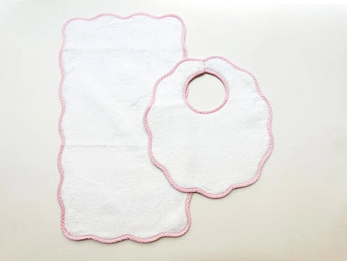 Bib & Burp Set - Pink Gingham