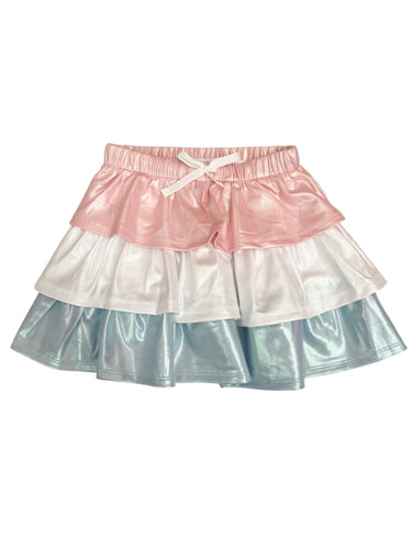 Metallic White/Pink/Blue Tier Skirt