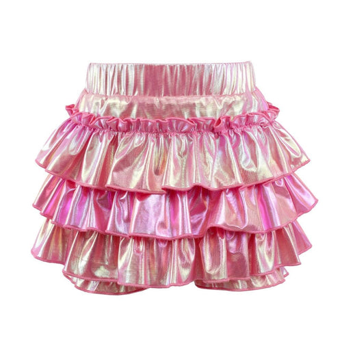 Pink Hologram Ruffle Skort