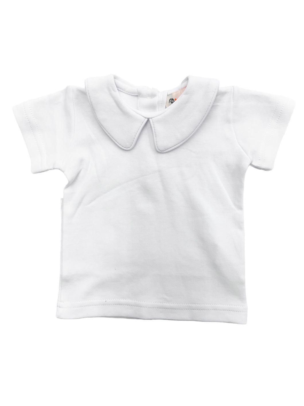 White Knit Short Sleeve Peter Pan