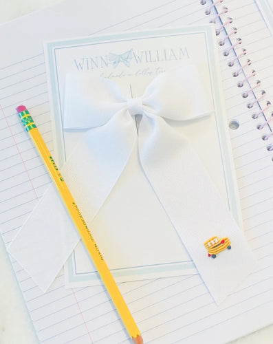 White School Bus Bow