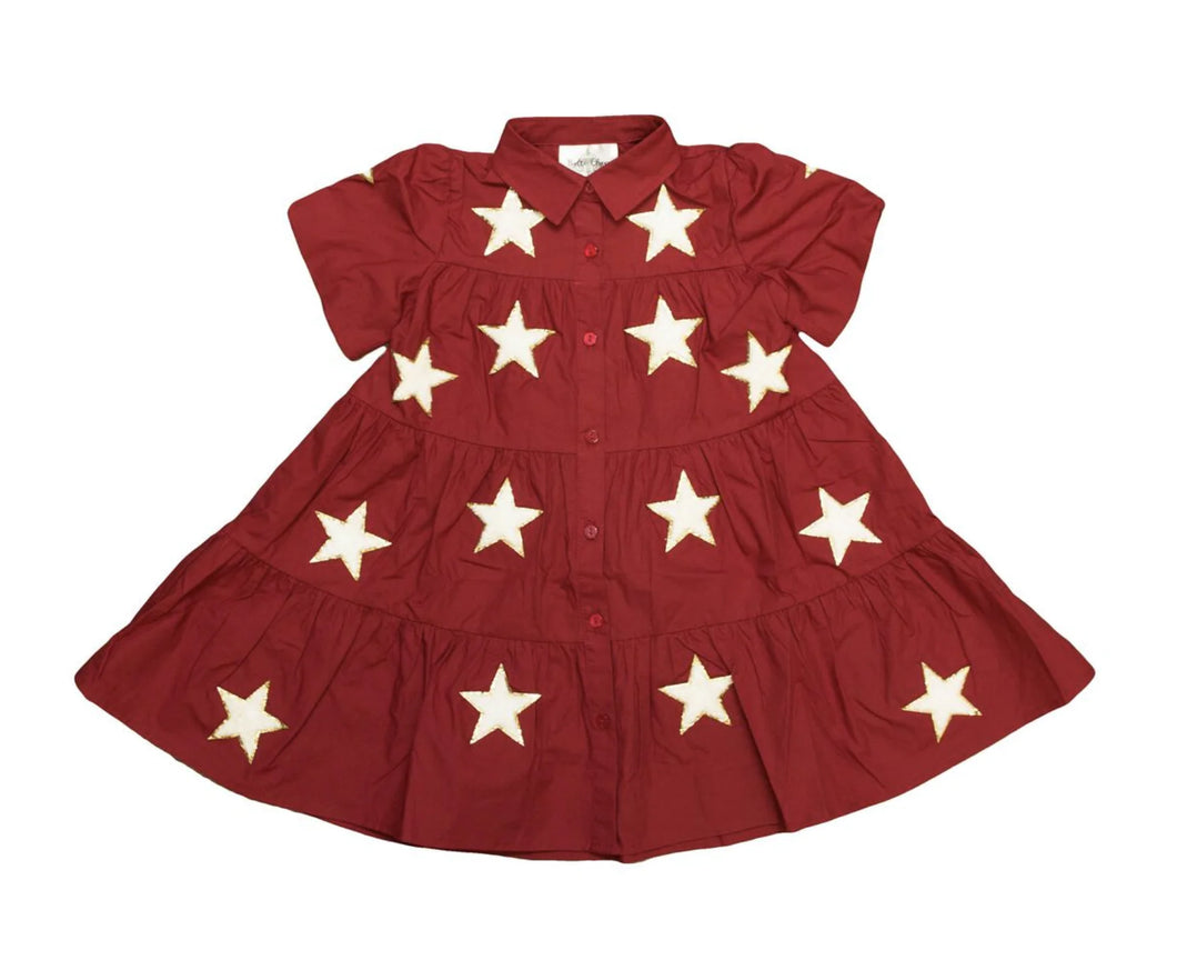 Maroon and White Chenille Star Dress