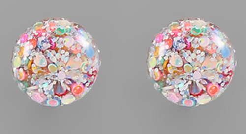 Glitter Flake Ball Earrings