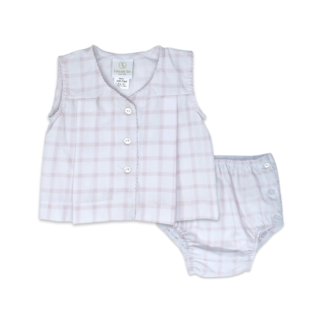 Jill Diaper Set - Wilmington Pink Windowpane