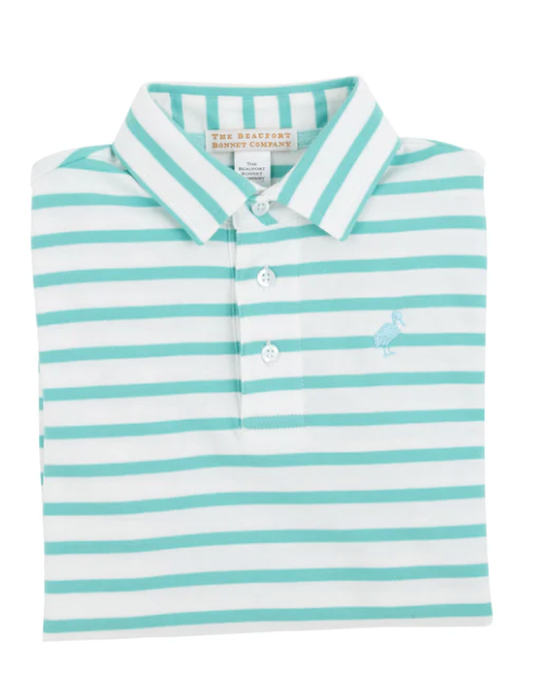 Prim & Proper Polo - Turks Teal Stripe/Edisto Egg Blue