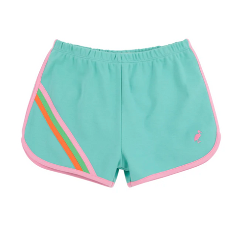 Cheryl Shorts - Turks Teal with Hampton Hot Pink Stork