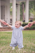 Blue Stone Check Pleated Romper