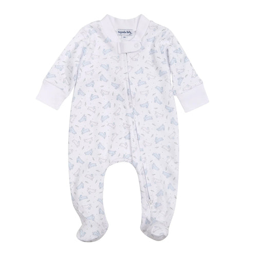 Blue Bunny Hop Zipper Footie