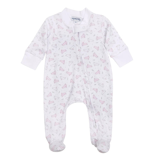 Pink Bunny Hop Zipper Footie