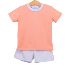 Light Blue Stripe/Coral Shepherd Short Set