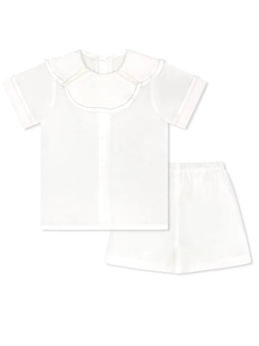 Owen Short Set - White & Ecru