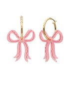 Pink Acrylic Ribbon Dangle Hoops