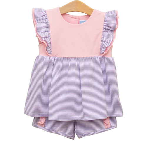 Lavender Stripe/Light Pink Rosie Short Set