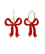 Red Acrylic Ribbon Dangle Hoops