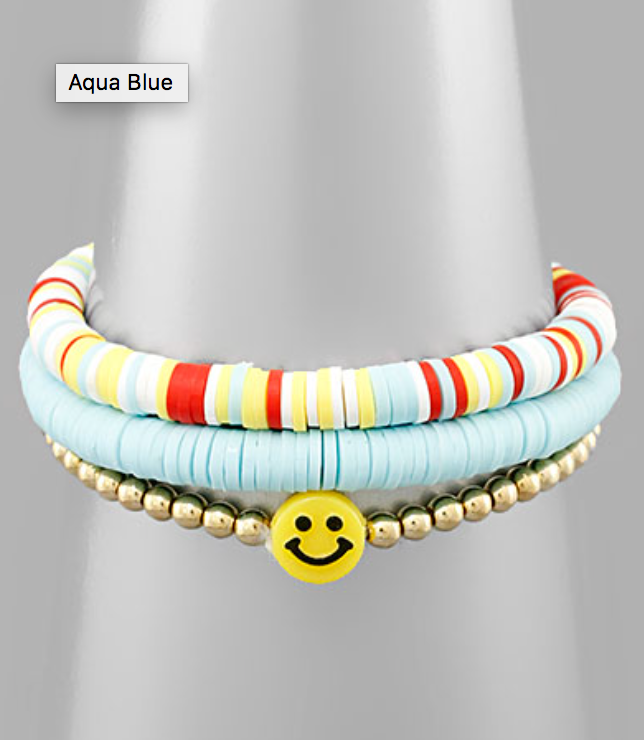 Multi Color Smiley Face Bracelet Stack