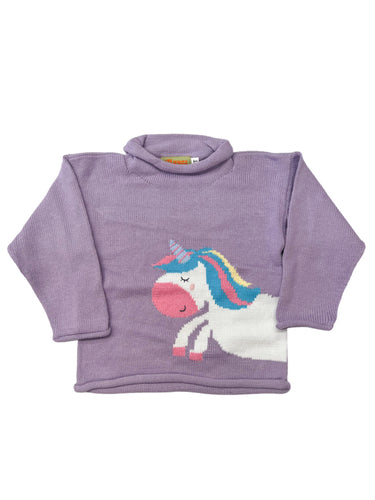 Purple Rollneck Unicorn Sweater