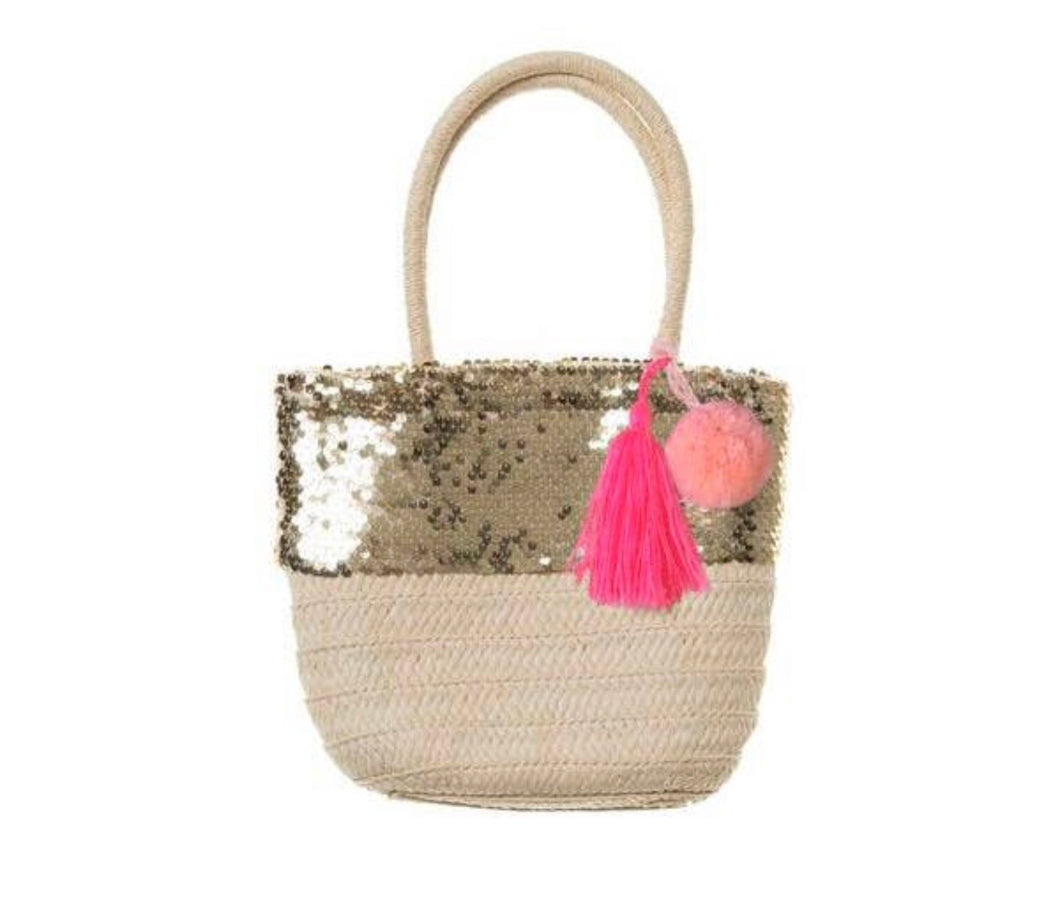 Sequin Pom Pom Basket