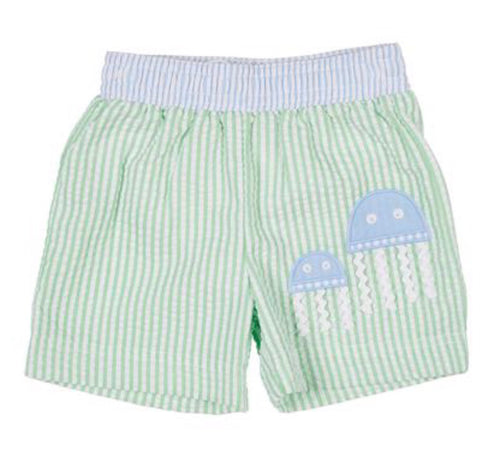 Seersucker Swim Trunk w/ Jellyfish Applique